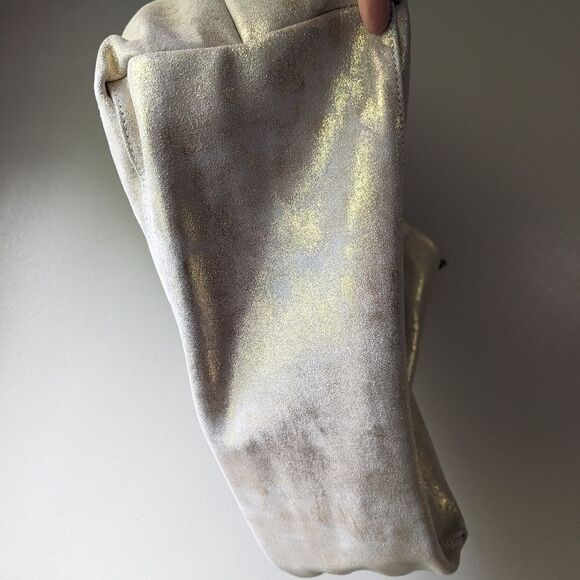 ATM NWT Anthony Thomas Melillo Metallic Nubuck Leather Tote in Beige Gold - Picture 15 of 15